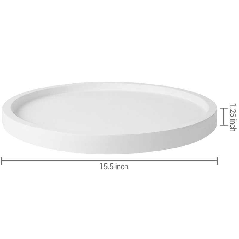 38.1cm Large Round White Cement Stoneware Vanity Decoraitve Tray