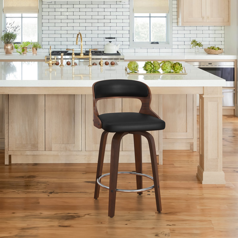Carylon Swivel Upholstered Counter Stool, Black