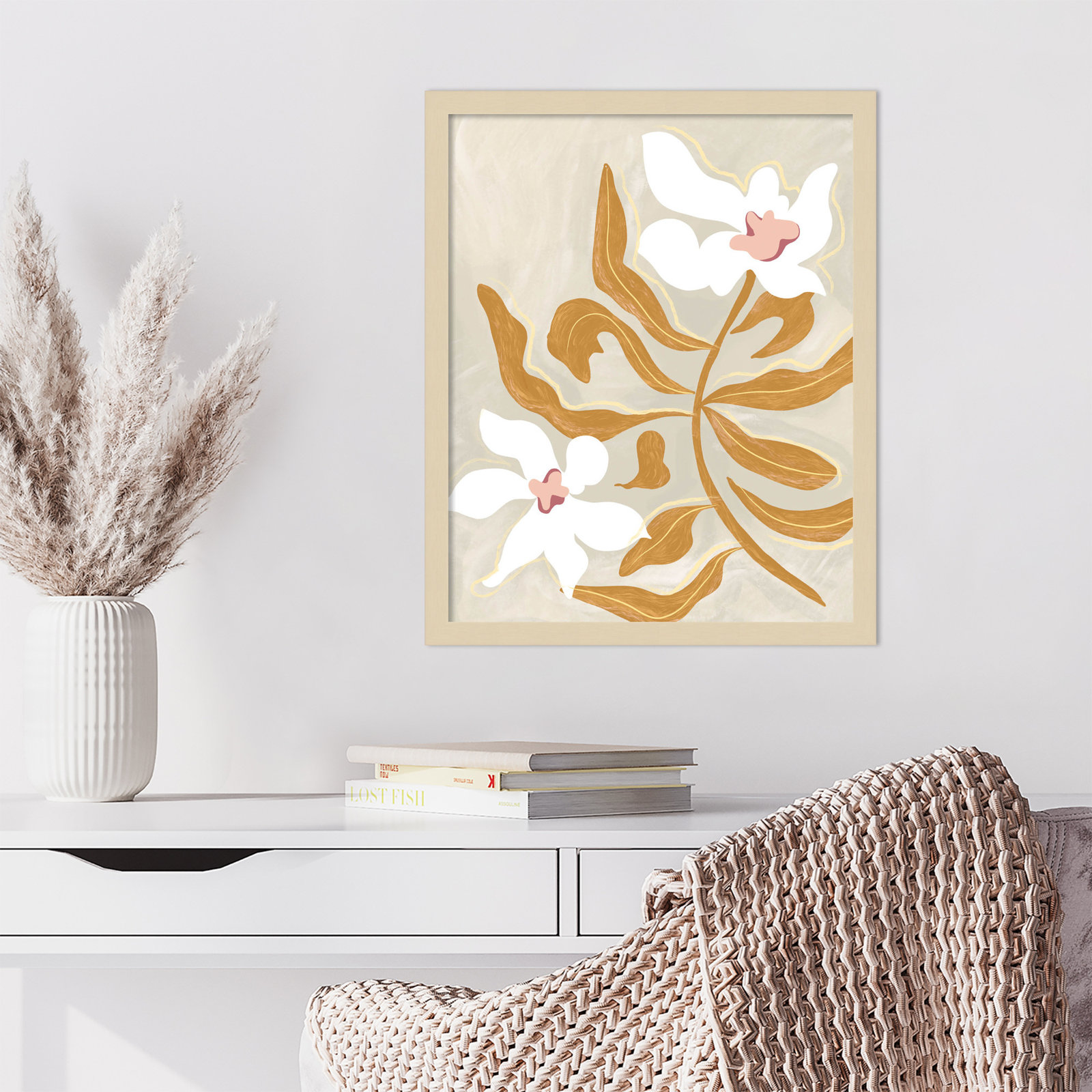 Flower Flower Flower by Arty Guava Wood Framed Wall Art Print, Brown, 21" H x 17" W