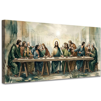 Art mural en toile WAXWHELK, «The Last Supper», décoration murale moderne pour salle à manger, œuvre d'art tendue avec châssis, 30 x 60 po