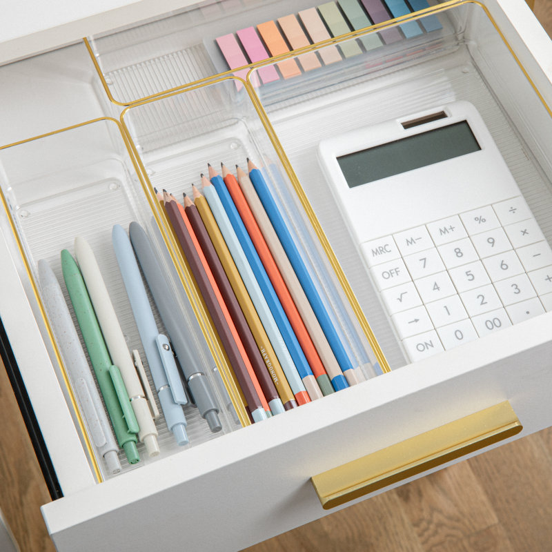 Ensemble de 5 organisateurs de bureau de bureau empilables en plastique Martha Stewart Kerry