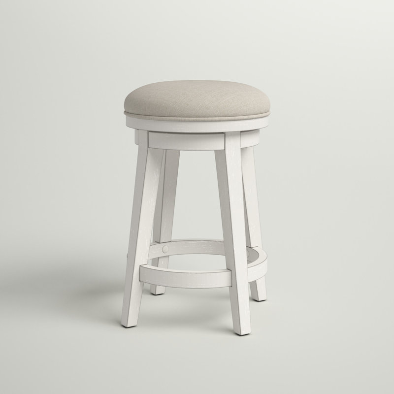 Bettee Upholstered Swivel 25" Counter Stool, White