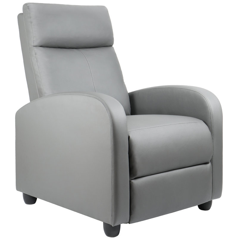 Sykora Faux Leather Recliner, Gray 