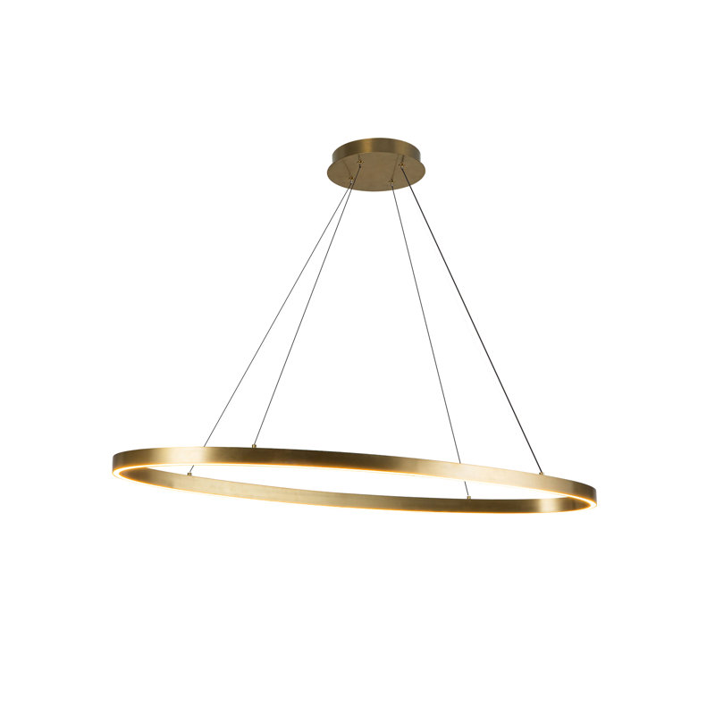 Ovale 1 - Light LED Pendant, Brushed Gold,  1.5" H x 39.375" W x 15.75" D