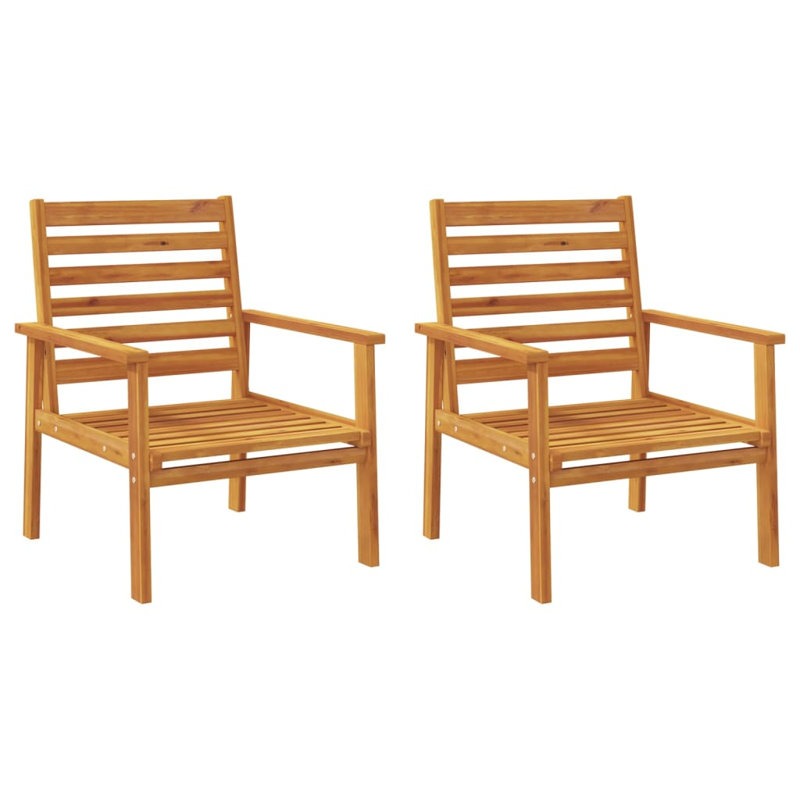 Patio Sofa Chair 2Pcs Solid Wood Acacia