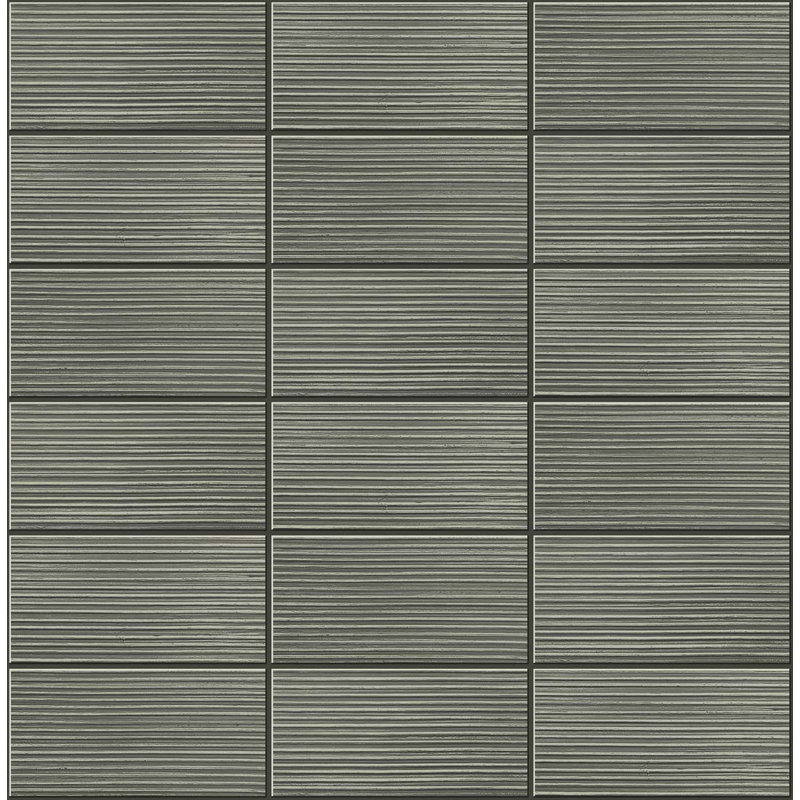 Luxe Haven Rib Tile 18' L x 20.5" W Peel and Stick Wallpaper Roll, Charcoal