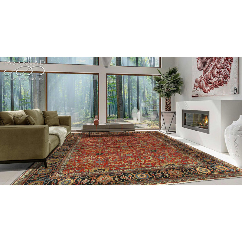 Tapis rouille fin noué à la main serapi 8 pi x 10 pi