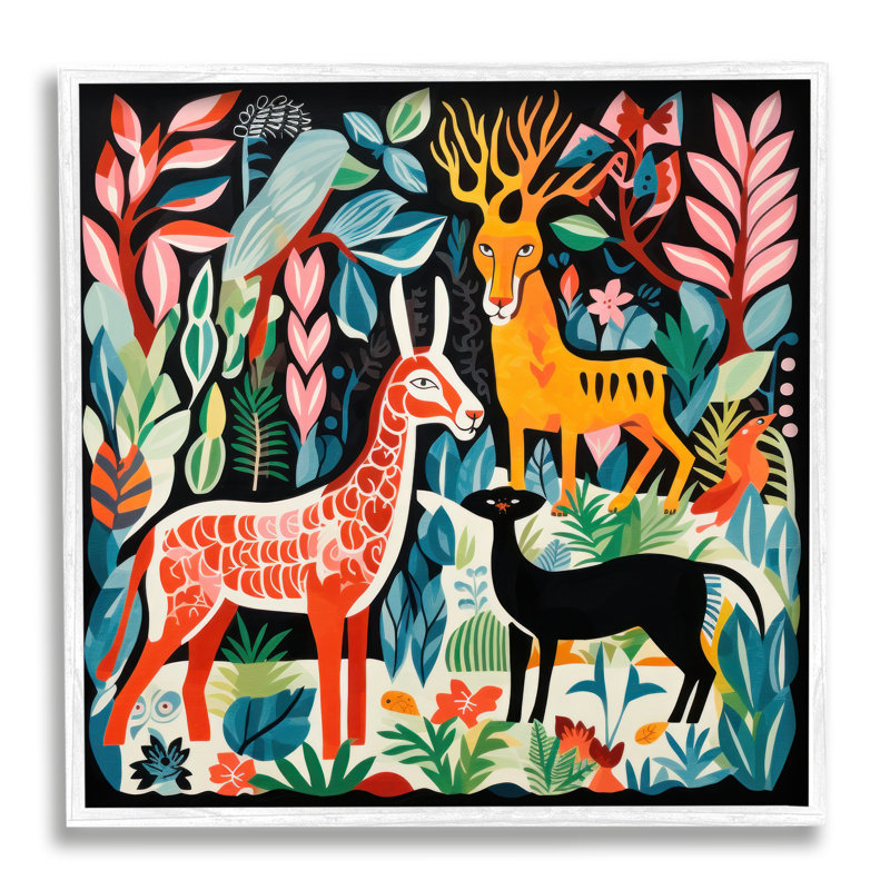 Impression sur toile Matisse Inspired Wildlife, H 17 po x l 17 po, Giclée encadrée blanc bord de mer