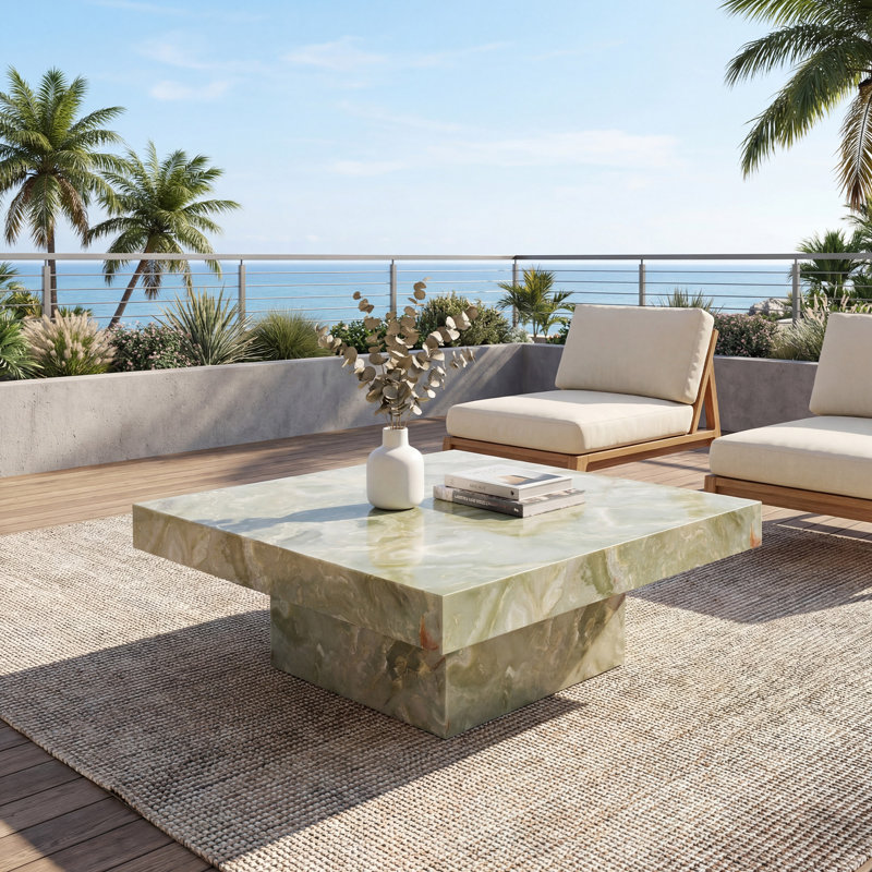 Modern Coffee Table With Stylish Texture Design, Green