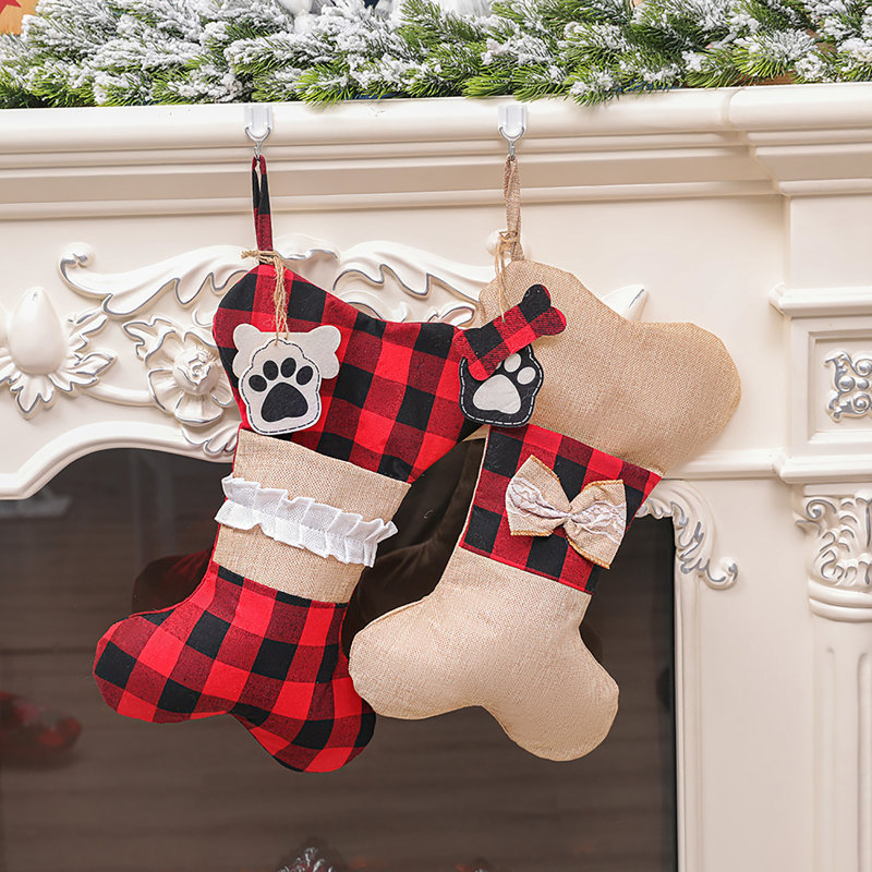 Ornement de Noël en forme de chien - cadeau pour chien - Buffalo Check
