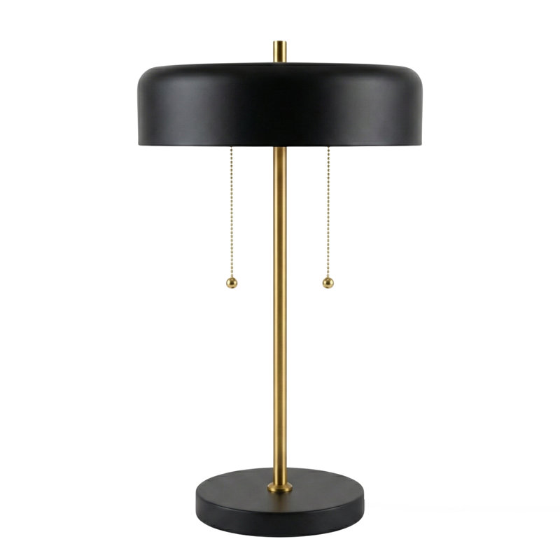 Moza Ceramic Table Lamp - Modern Black Lamp; White Lighting