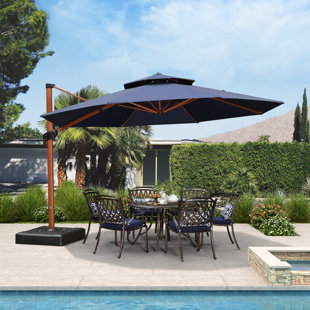 13 FT Round Wood Pattern Cantilever Umbrella