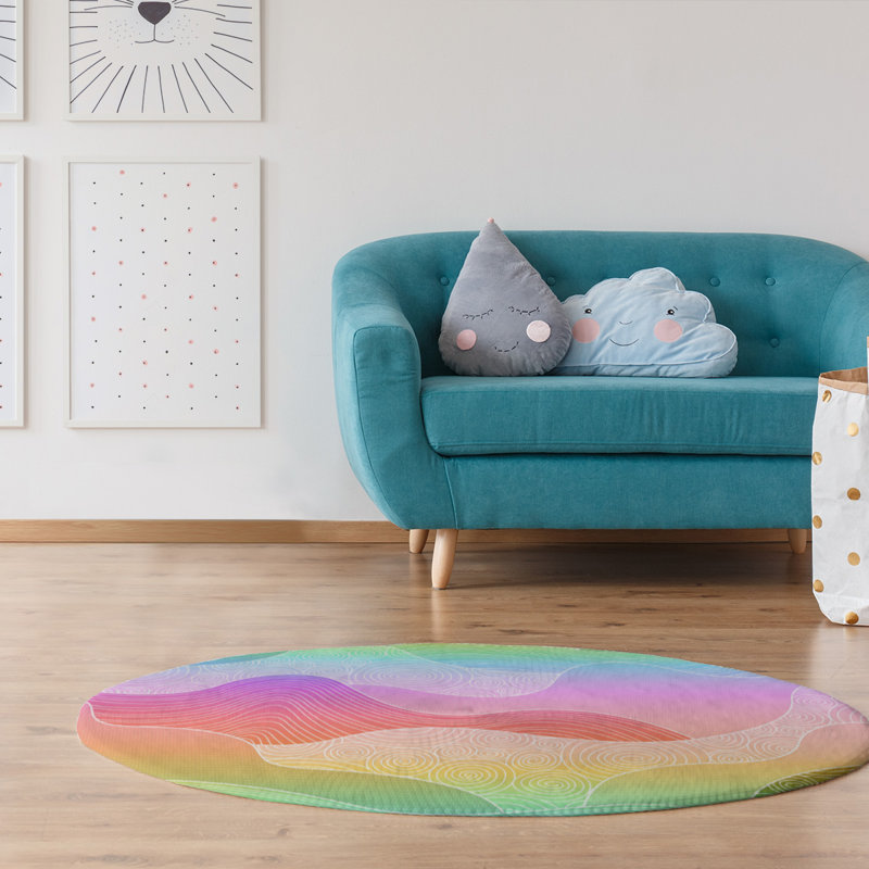 Chenille Abstract Indoor Rug, Round 5'