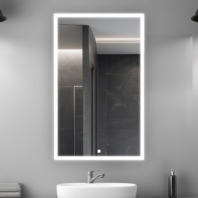 Cherl 20" W x 32" H x 5" D Left Hinge, LED Medicine Cabinet with Electrical Outlets, Defogger, Adjustable LED 3X Magnifying Mirror