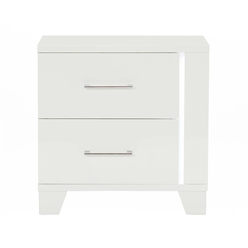 Table de chevet haute brillance 1pc avec lumière DEL