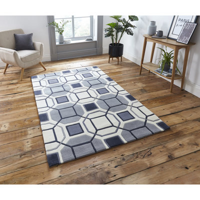 Evianna area rug Hand Tufted Rectangle Ivory/Grey