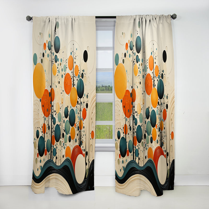 Orange Mid Century Organic Harmony II - Midcentury Blackout Abstract Curtain - 1 Panel, 52" W x 84" L