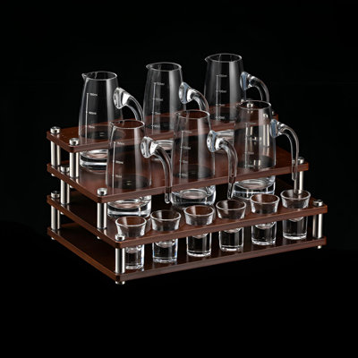 Bamboo And Wood Baijiu Cup Rack | Creative Wine Set Storage Rack | Domestic Wine Cup Display Rack | Perforated Design