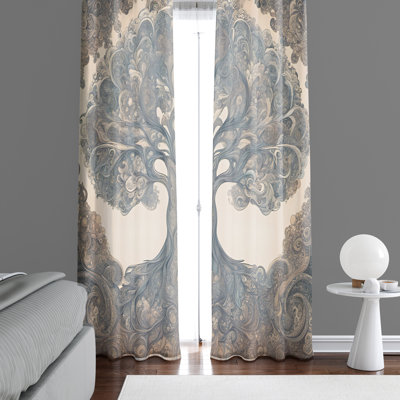 Paire de rideaux semi-transparents en polyester Chereen
