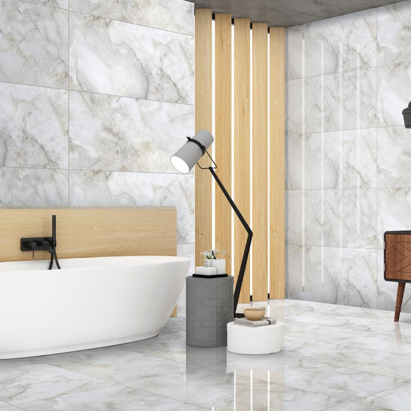 Carreau de porcelaine poli 24 po x 48 po Nova, Perle polie