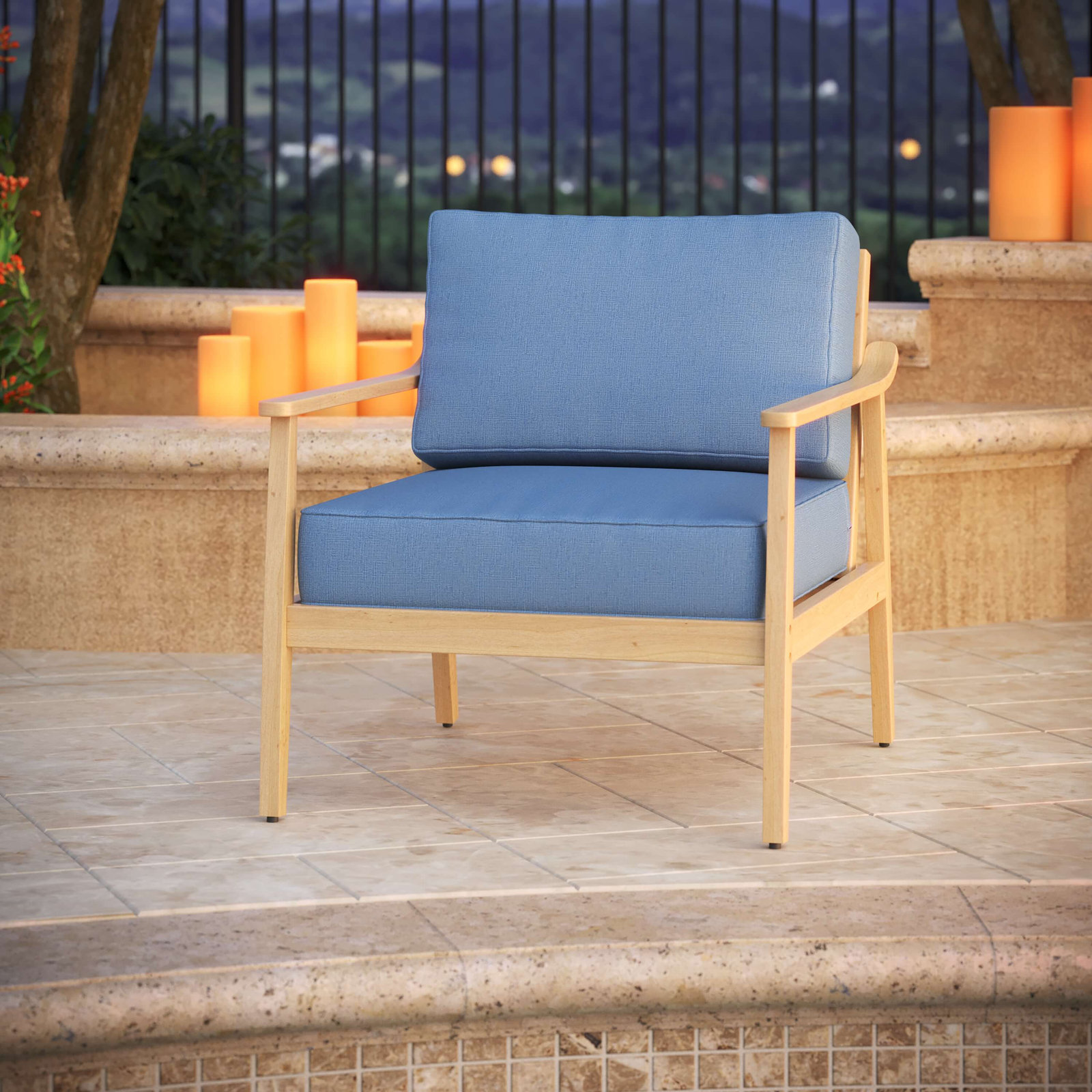 Lani Outdoor Sunbrella Seat/Back Cushion, Cast Ocean Sunbrella® Plainweave