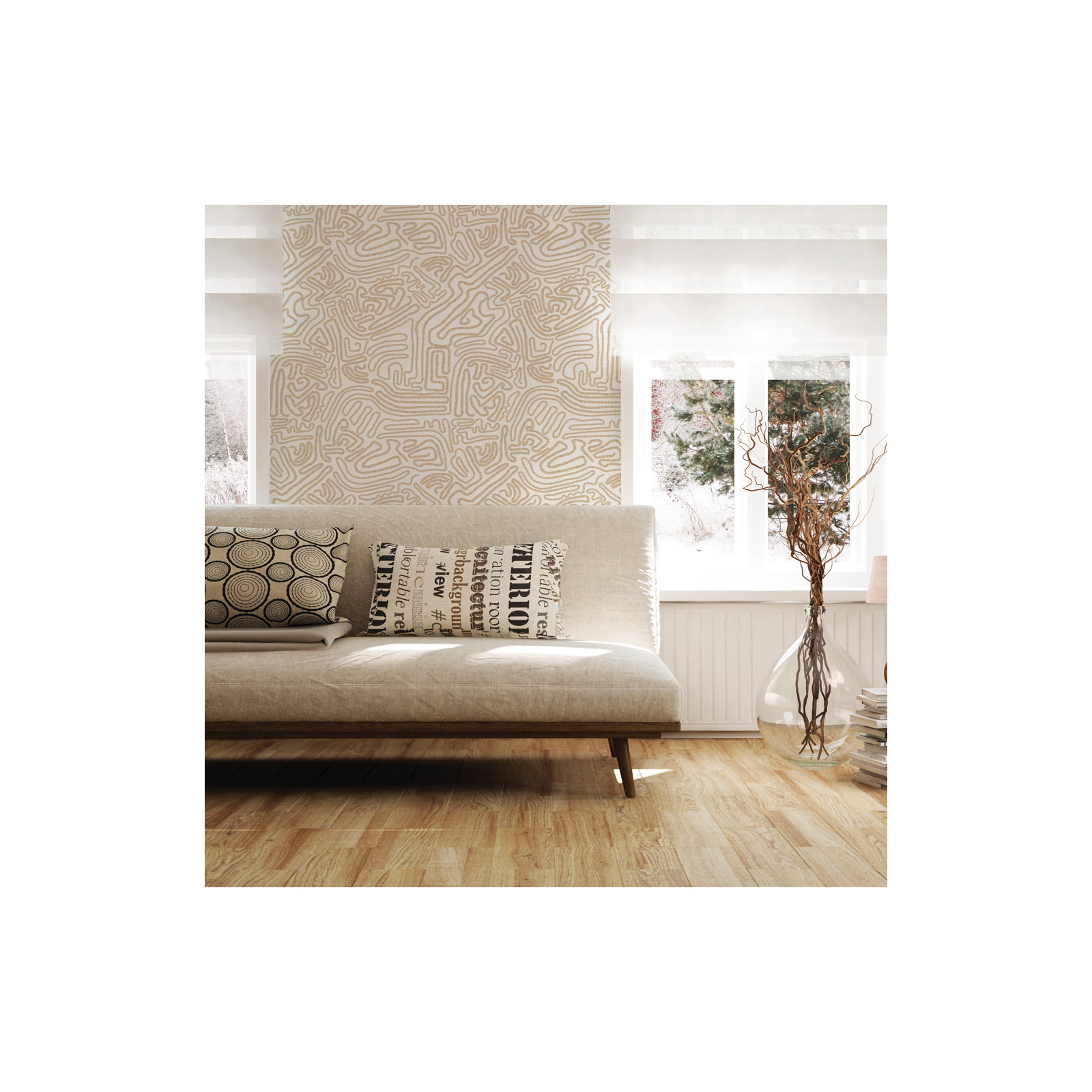 Sketch Peel and Stick Wallpaper, Beige