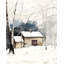 Petite grange d'hiver - Toile rustique blanche pour la décoration intérieure