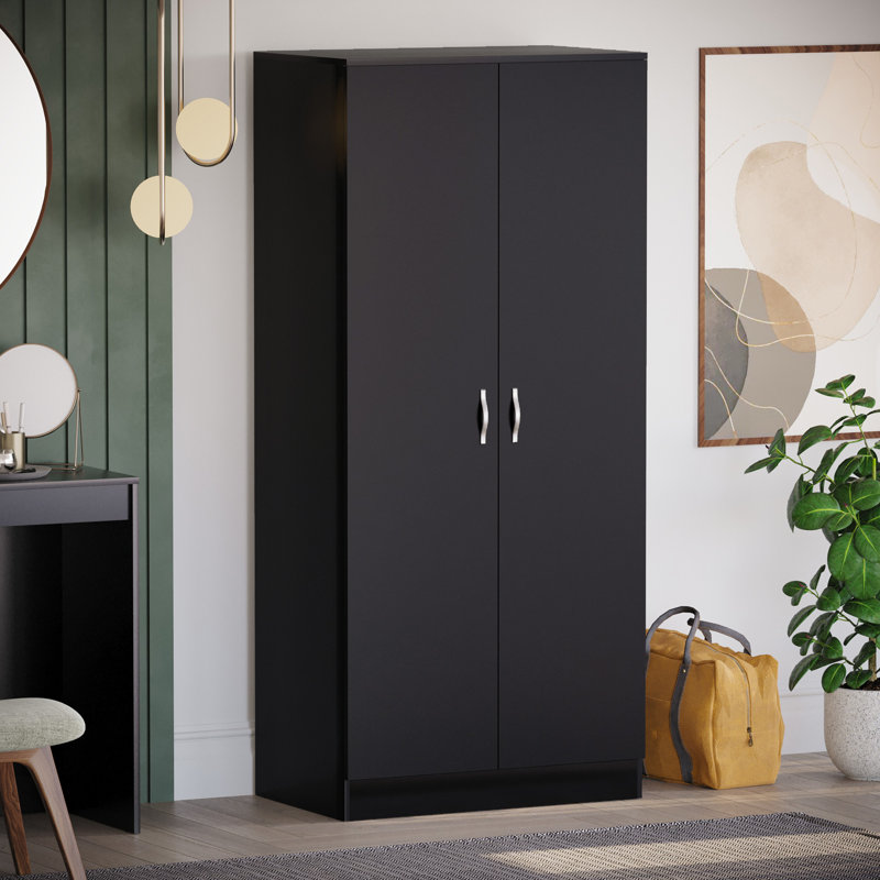Maybery 2 Door Manufactured Wood Wardrobe, Black