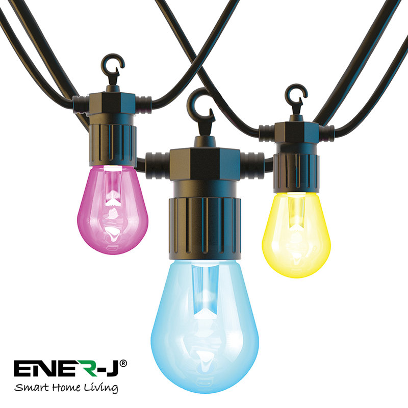 Wi-Fi LED String Light with RGB+WW Filament Bulbs, 7.2M and 12pcs Filament Bulbs with Adapter & UK fused Plug