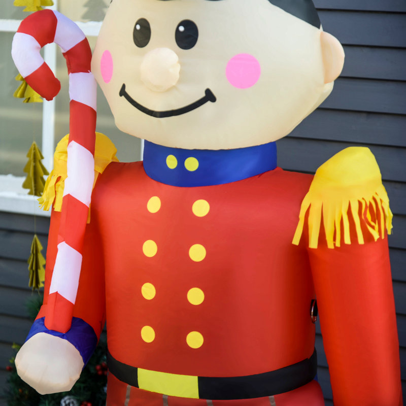 Soldat de jouets casse-noisette gonflable de Noël 6 pi avec canne en bonbon, décoration extérieure de jardin gonflable
