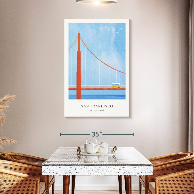 Affiche de voyage rétro Aime San Francisco Bridge, H 24 po x l 16 po
