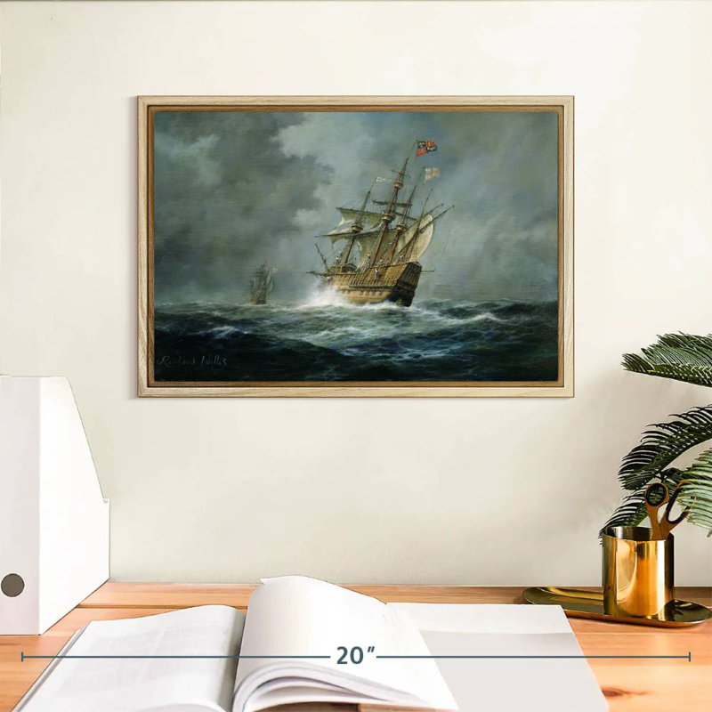 Mary Rose, 13" X 9", Floating Frame Natural Wood