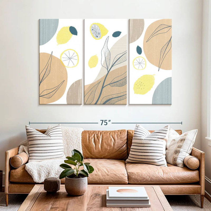 Yarlin Boho Botanical Lemons, 42" H x 65" W