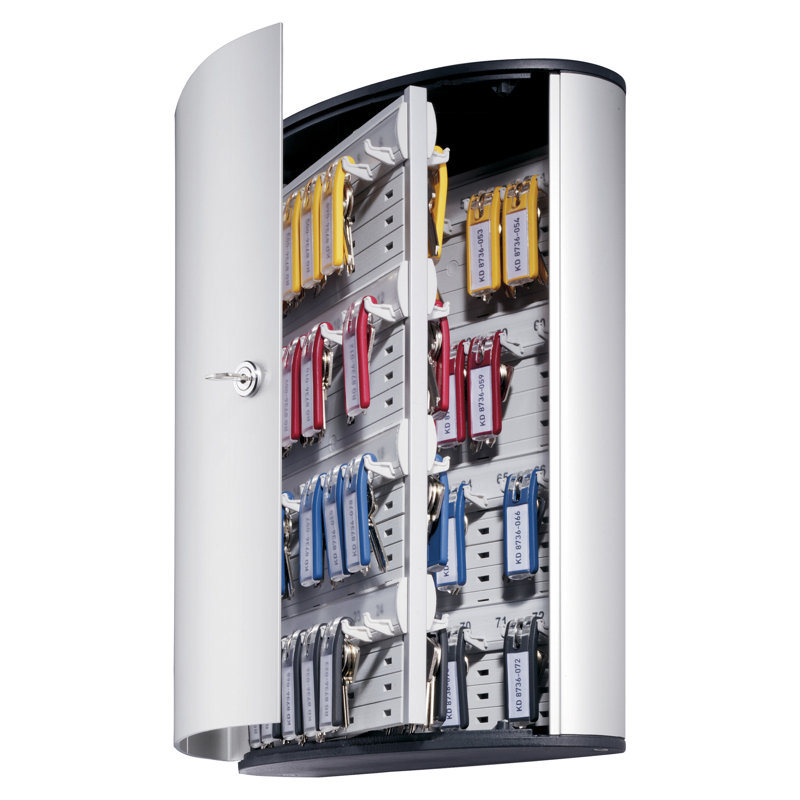 Armoire à clé verrouillable, 72-clé, aluminium brossé, 11 3/4 x 4 5/8 x 15 3/4