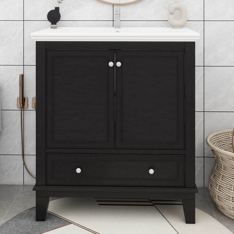 Meuble-lavabo multifonctionnel avec portes et tiroir 30 po