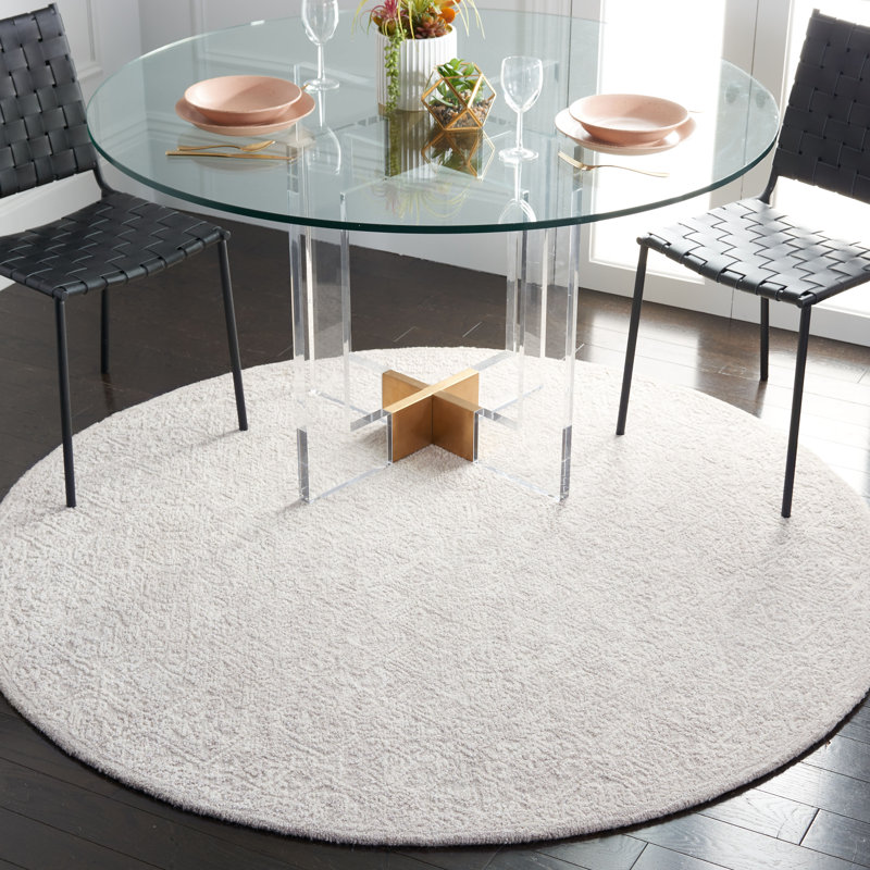Martha Stewart Hand Tufted Wool/Viscose/Cotton Southwestern Rug in Light Gray/Taupe, Round 6'