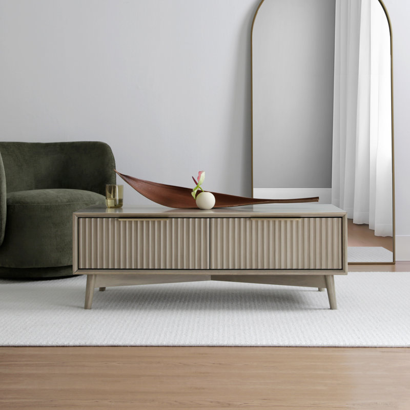 Four Leg Coffee Table with Storage, Grey