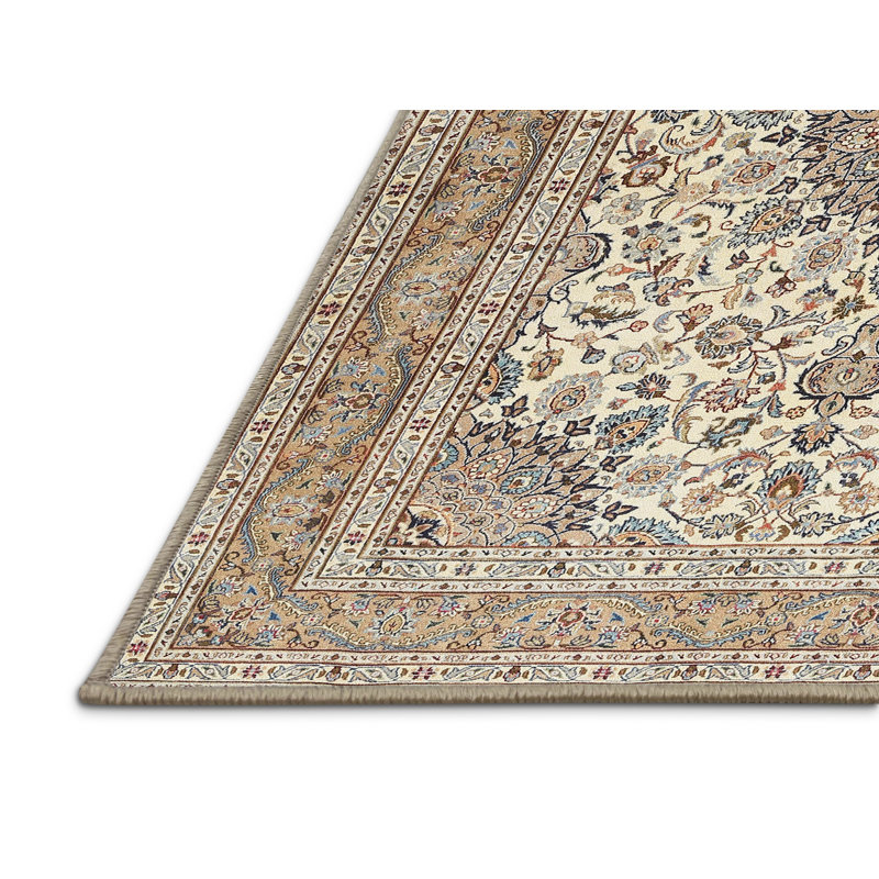 Tapis oriental rouge / jaune tissé à la machine, Rectangle 7 pi x 10 pi
