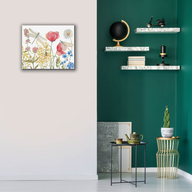 «Dragonfly Garden Delight B» par Jean Plout, art mural sur toile, H 20 po x l 24 po x P 0,75 po