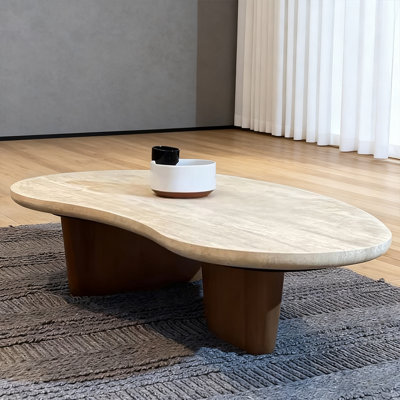 Table basse moderne en bois massif de forme naturelle et de forme irrégulière
