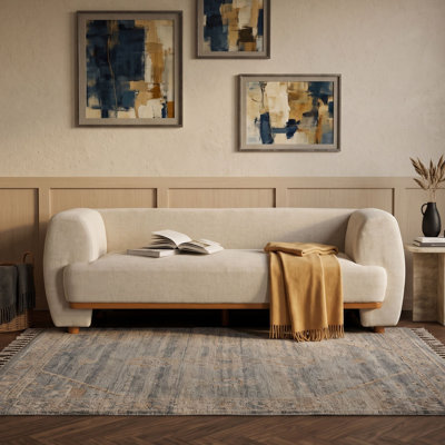 79 in. Upholstered Curved 3-Seat Sofa with Wood Frame, Cushioned Seat and Supportive Backrest