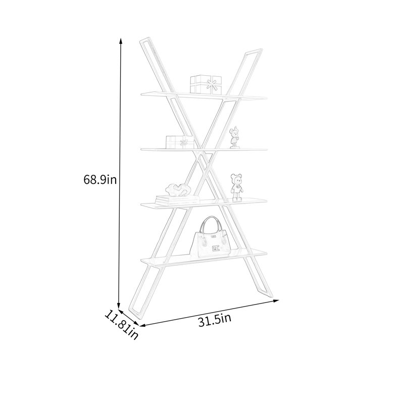 Tablette 4 niveaux, (4 tablettes) H 68,9 po x l 31,5 po x P 11,81 po, Argent
