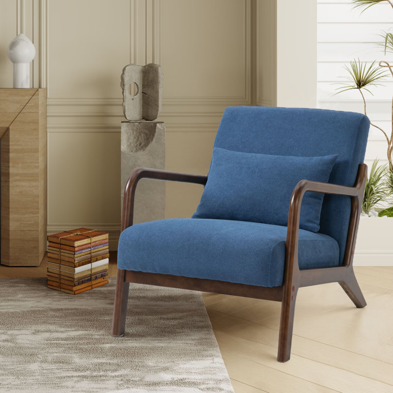 Chaise rembourrée en velours, Marron foncé, Bleu