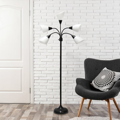 Simple Designs 67" Contemporary Multi Head Medusa 5 Light Adjustable Gooseneck w/ Multicoloured Shade