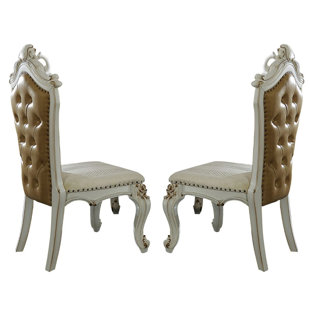 Chaise d'appoint capitonnée couleur caramel (Ensemble de 2)