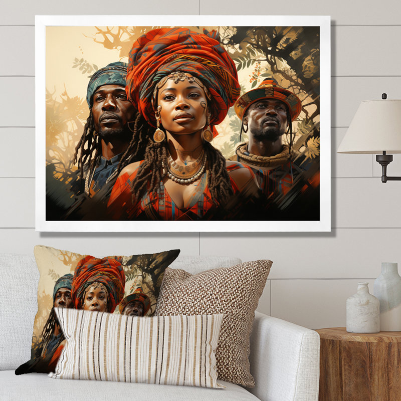 Couple africain résilient II - impression, H 16 po x l 32 po x P 1 po, Cadre simple blanc
