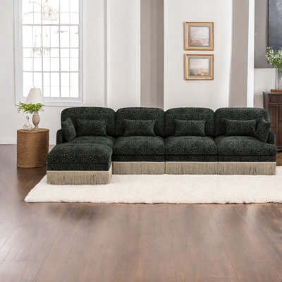 Spacious Modular Sofas Chenille 131.5 Inch Modern Leopard Print For Home