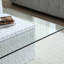 Table basse carrée moderne en verre trempé blanc avec base sculptée en 3D - 95 cm