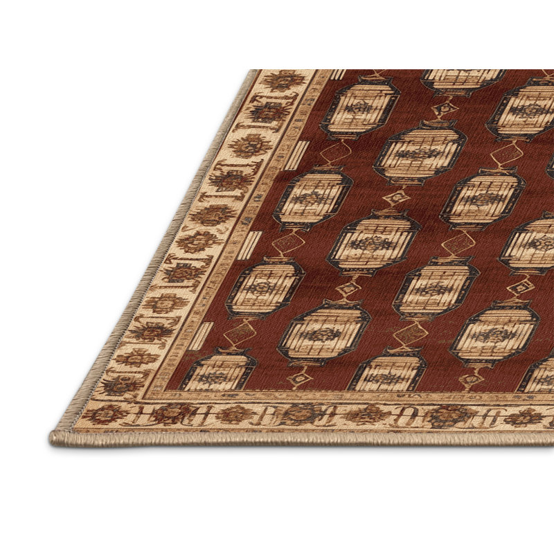Tapis art déco brun lavable à la machine, Rectangle 2 pi x 3 pi