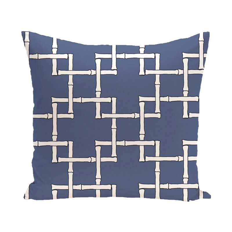 Coussin décoratif d'extérieur Botanical Blooms Bamboo, Bleu, H 16 po x l 16 po